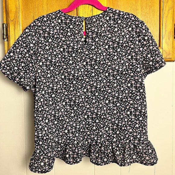 Kidpik Mixed Floral Ruffle Hem Blouse w/ front pocket, Girl’s L (12) - Picture 4 of 7